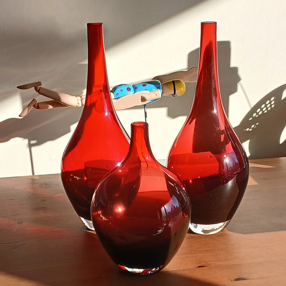 Vintage Ikea Salong ruby red glass vases